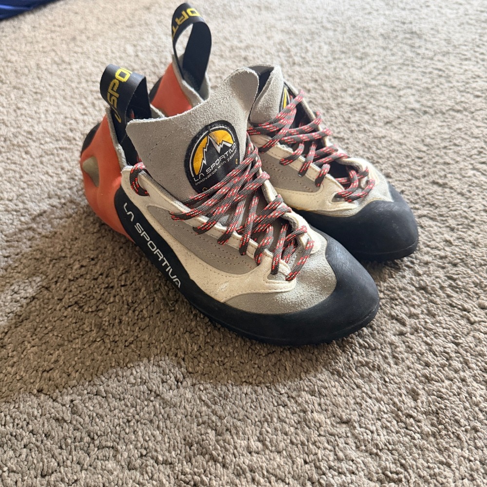 La Sportiva Finale Womens Climbing Shoes Grey Coral Vibram XS Edge Size 38 USW 7